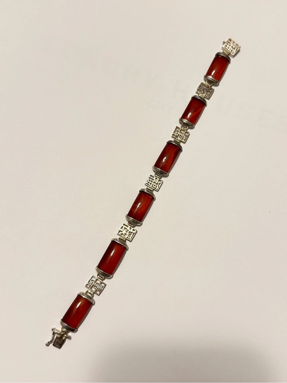 Vintage Sterling Silver Carnelian Bracelet